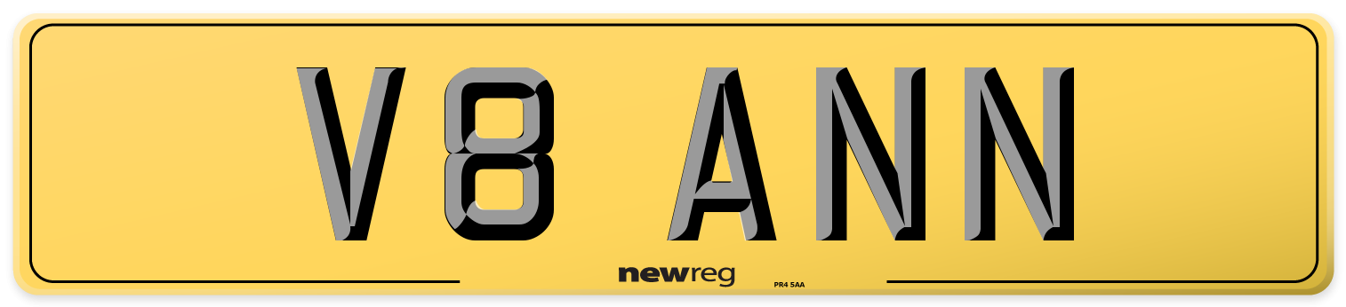 V8 ANN Rear Number Plate