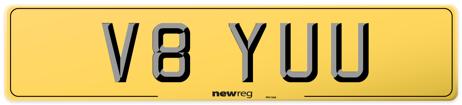 V8 YUU Rear Number Plate