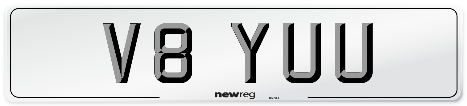 V8 YUU Front Number Plate