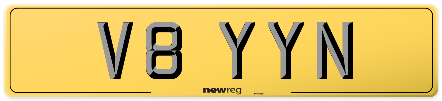 V8 YYN Rear Number Plate