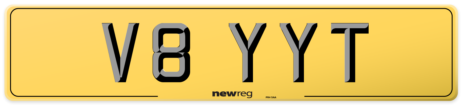 V8 YYT Rear Number Plate