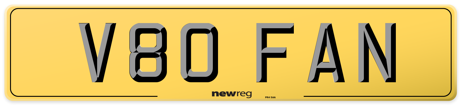 V80 FAN Rear Number Plate