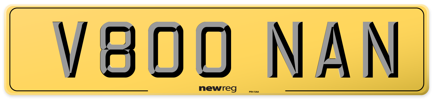 V800 NAN Rear Number Plate