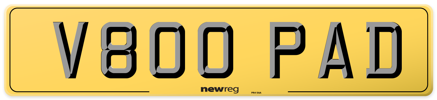 V800 PAD Rear Number Plate