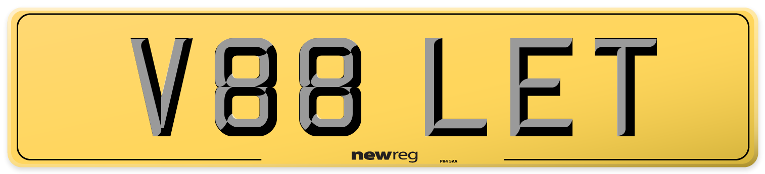V88 LET Rear Number Plate