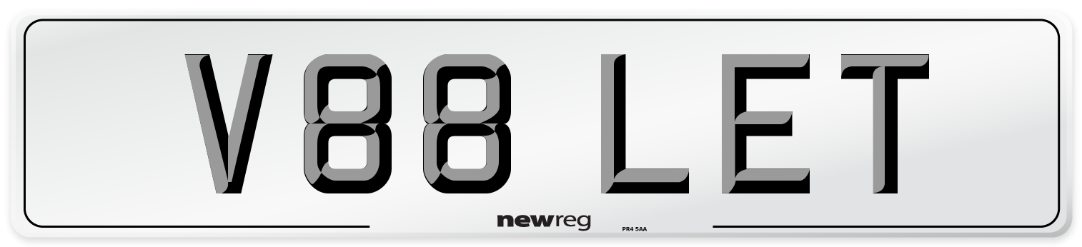 V88 LET Front Number Plate