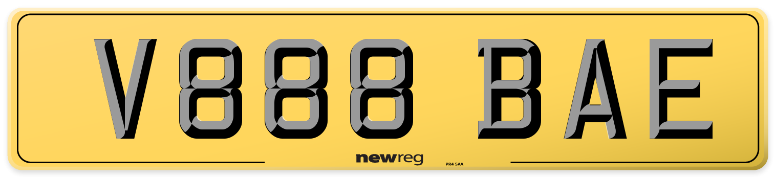 V888 BAE Rear Number Plate