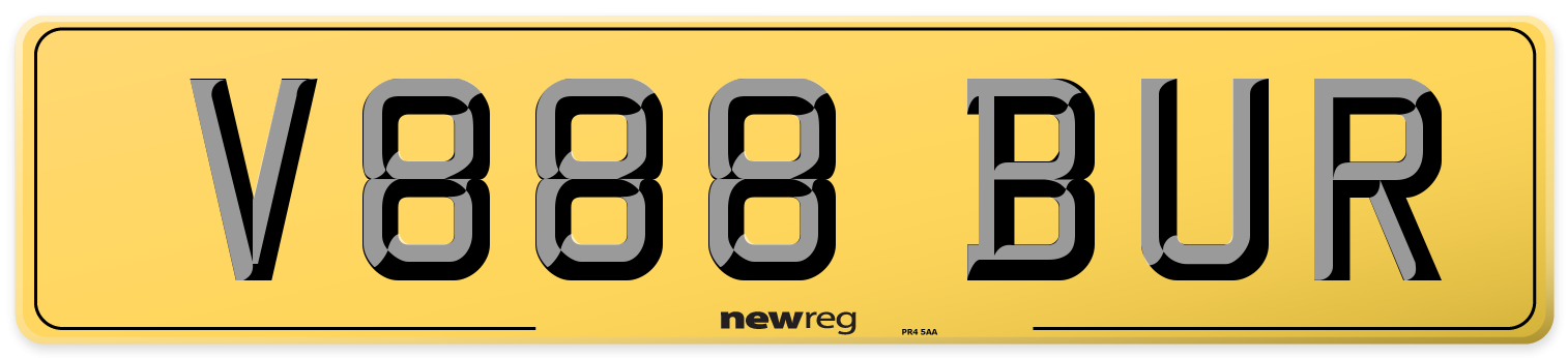 V888 BUR Rear Number Plate