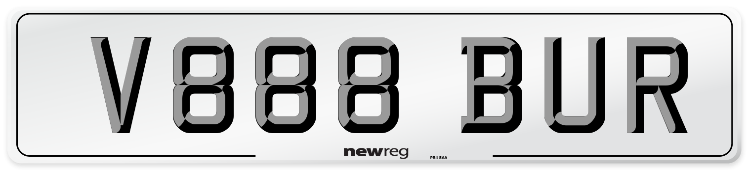 V888 BUR Front Number Plate