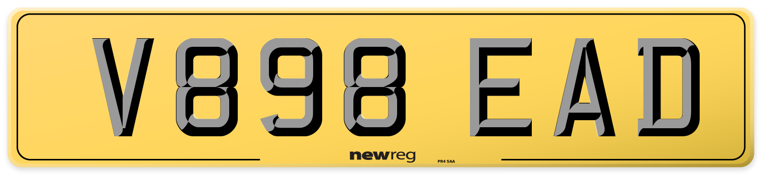 V898 EAD Rear Number Plate