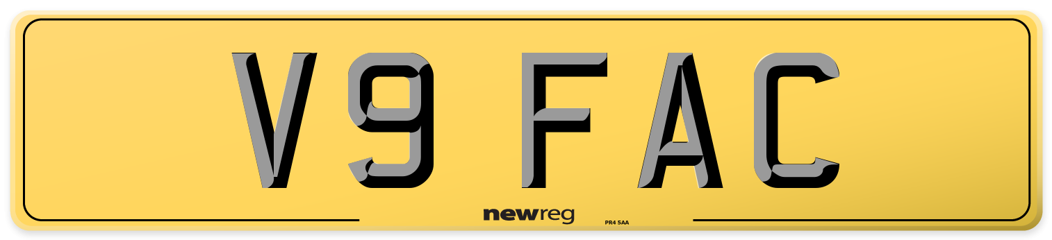 V9 FAC Rear Number Plate