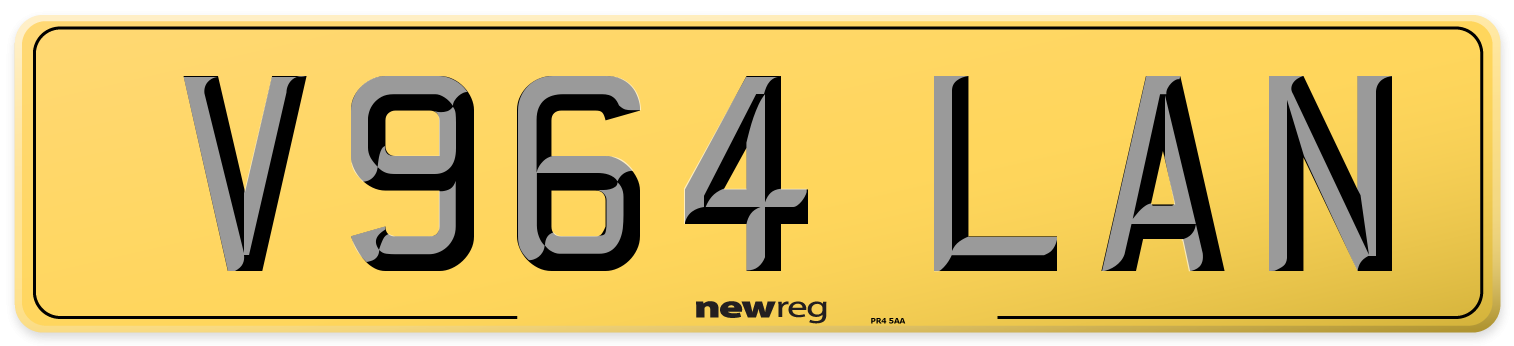 V964 LAN Rear Number Plate