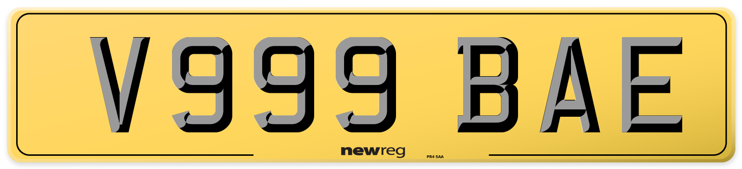 V999 BAE Rear Number Plate