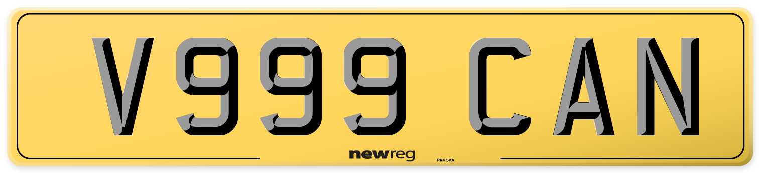 V999 CAN Rear Number Plate
