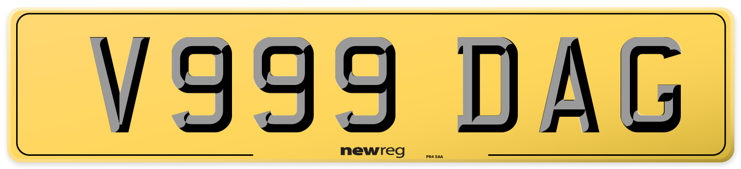 V999 DAG Rear Number Plate