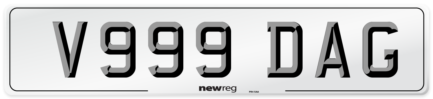 V999 DAG Front Number Plate