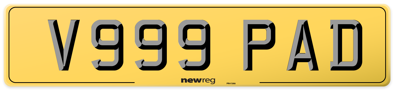 V999 PAD Rear Number Plate