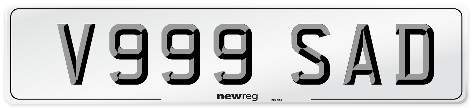 V999 SAD Front Number Plate
