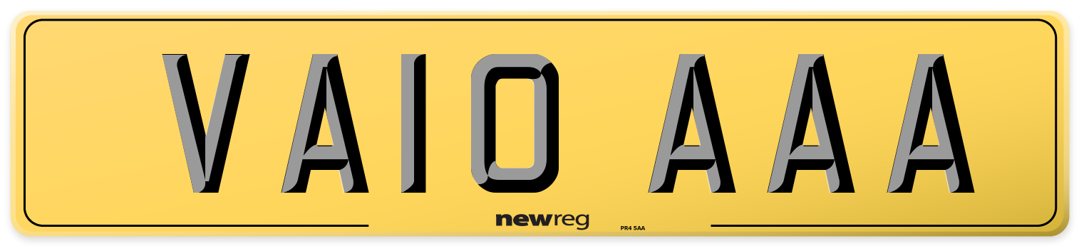 VA10 AAA Rear Number Plate