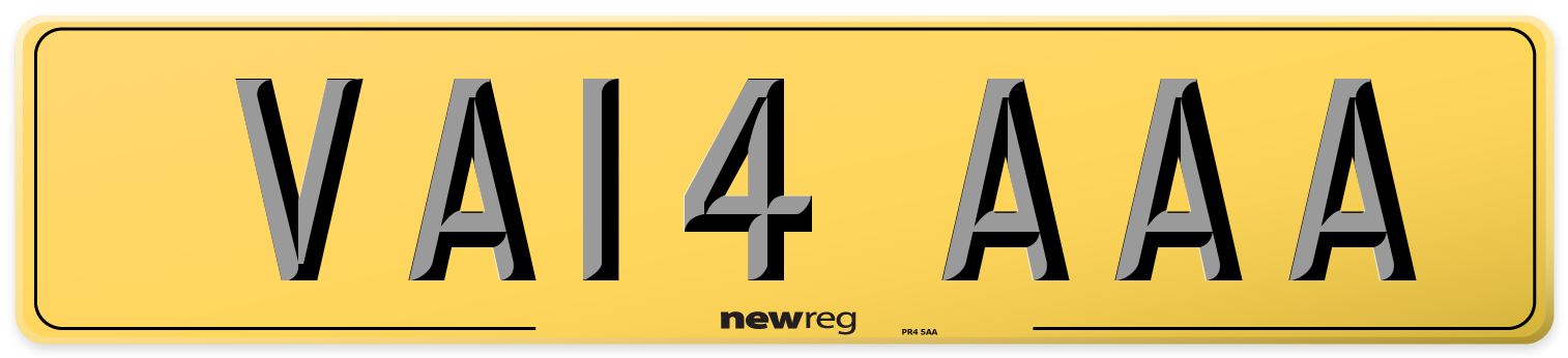 VA14 AAA Rear Number Plate