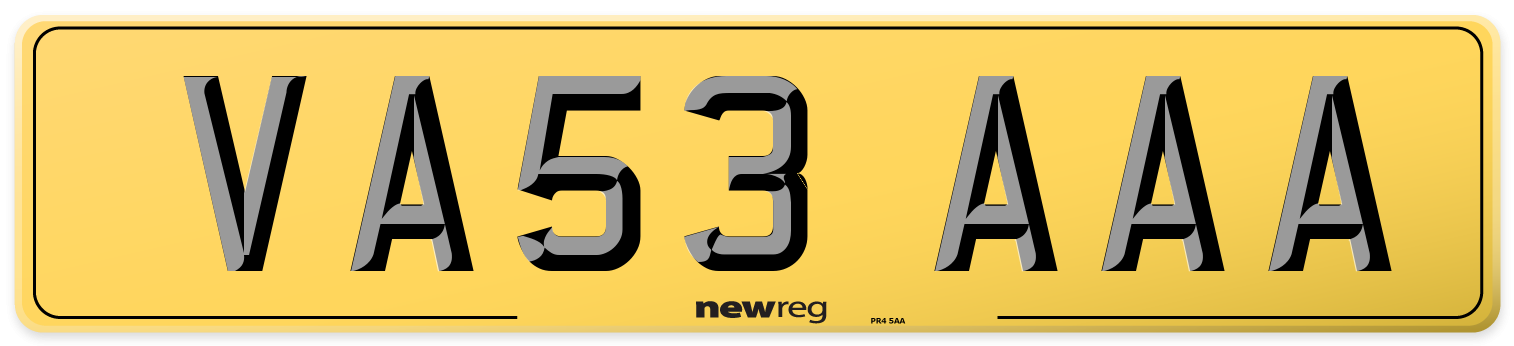VA53 AAA Rear Number Plate