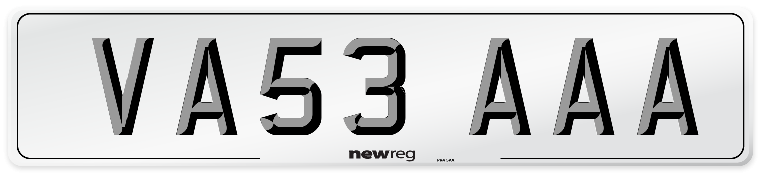 VA53 AAA Front Number Plate