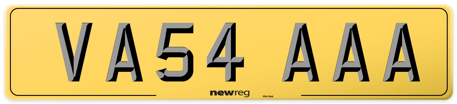 VA54 AAA Rear Number Plate