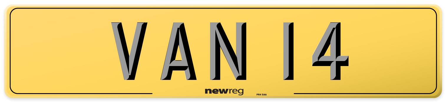 VAN 14 Rear Number Plate