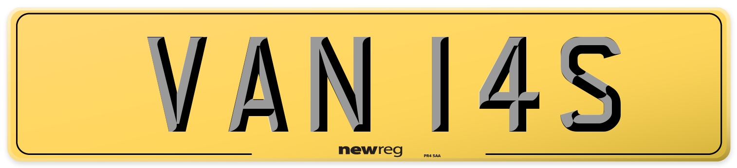 VAN 14S Rear Number Plate