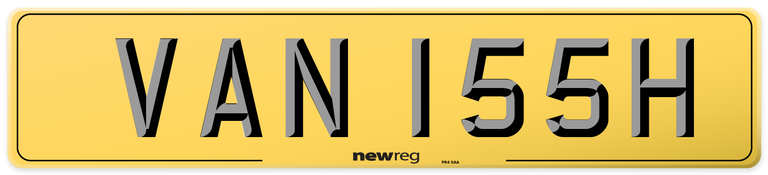 VAN 155H Rear Number Plate