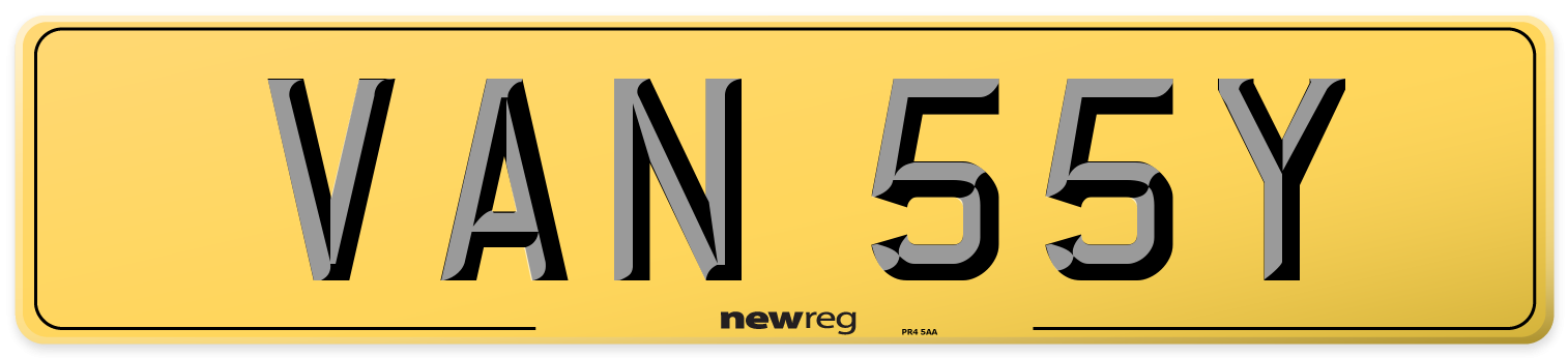 VAN 55Y Rear Number Plate