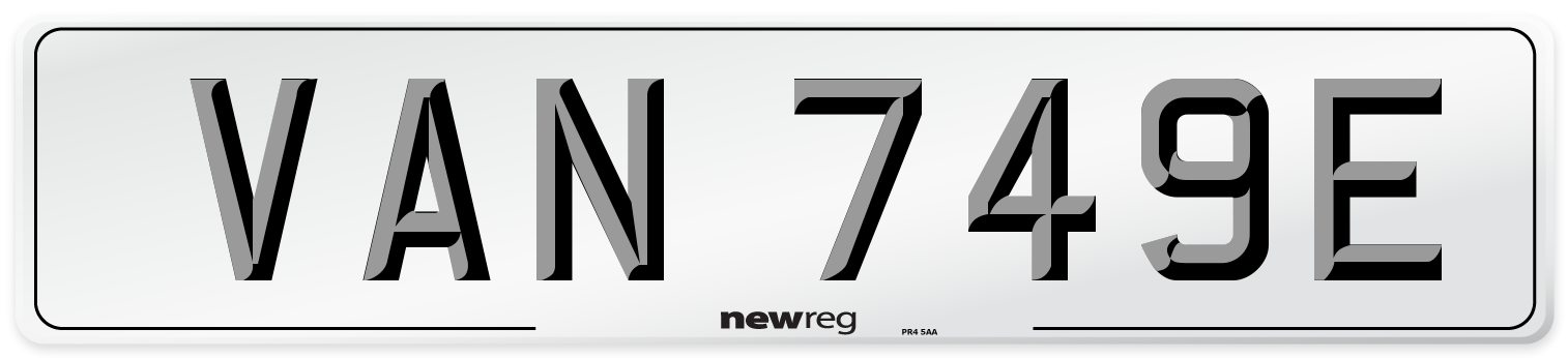 VAN 749E Front Number Plate