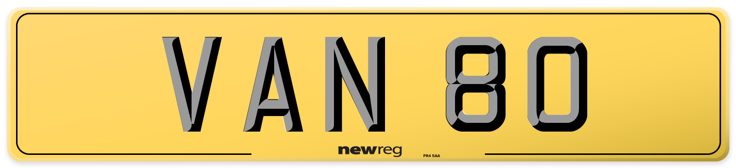 VAN 80 Rear Number Plate