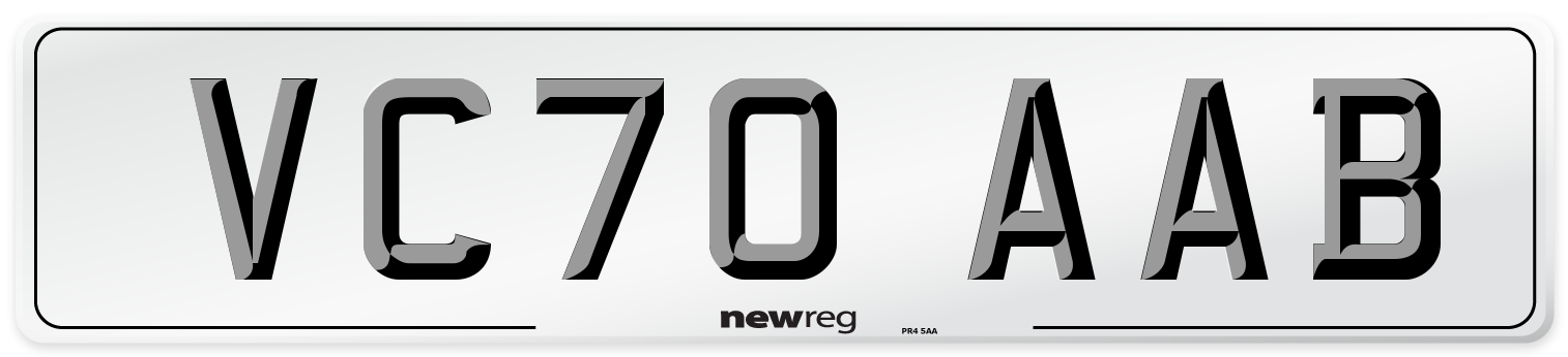 VC70 AAB Front Number Plate