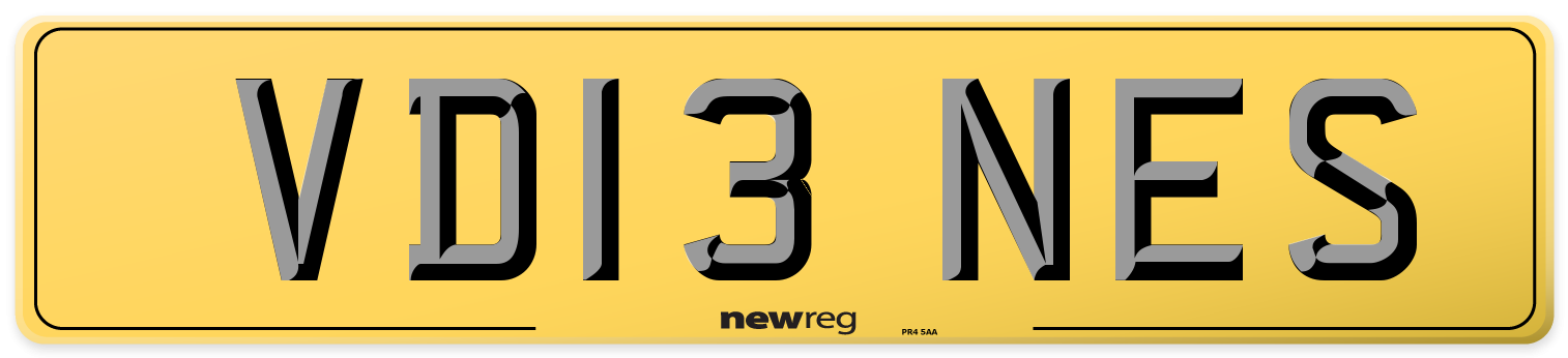 VD13 NES Rear Number Plate