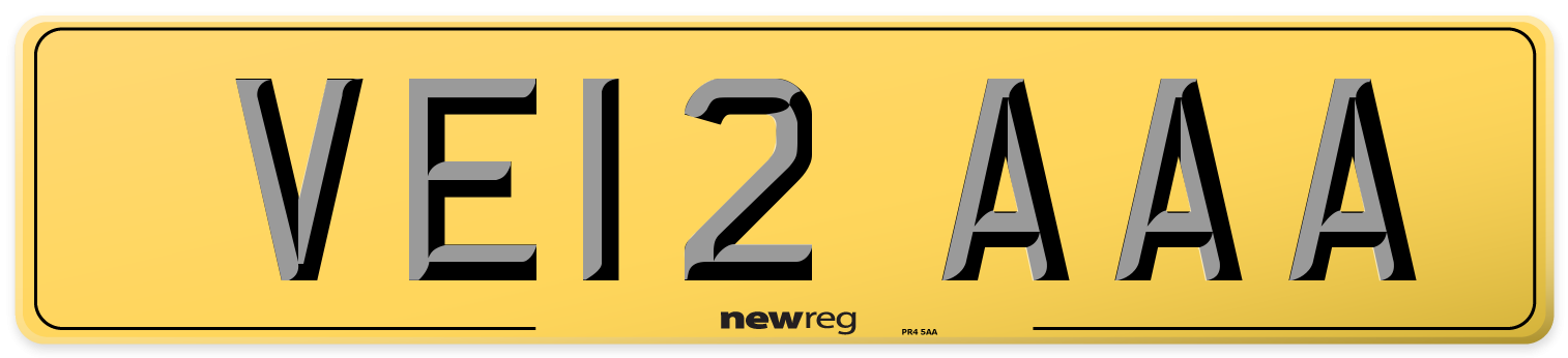 VE12 AAA Rear Number Plate