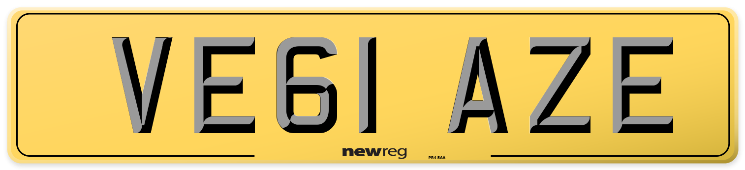 VE61 AZE Rear Number Plate