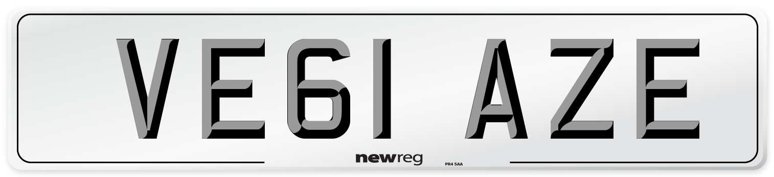 VE61 AZE Front Number Plate