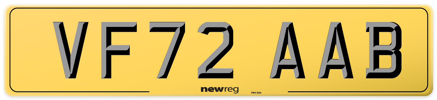 VF72 AAB Rear Number Plate