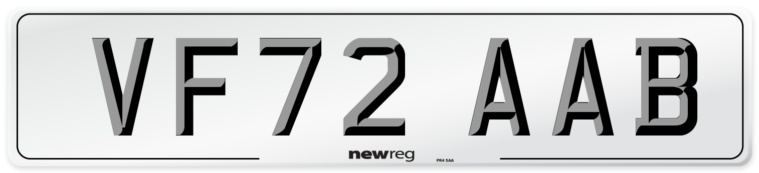 VF72 AAB Front Number Plate