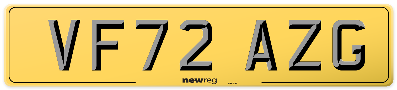 VF72 AZG Rear Number Plate