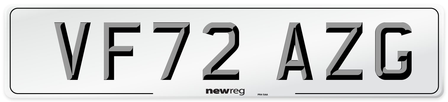 VF72 AZG Front Number Plate
