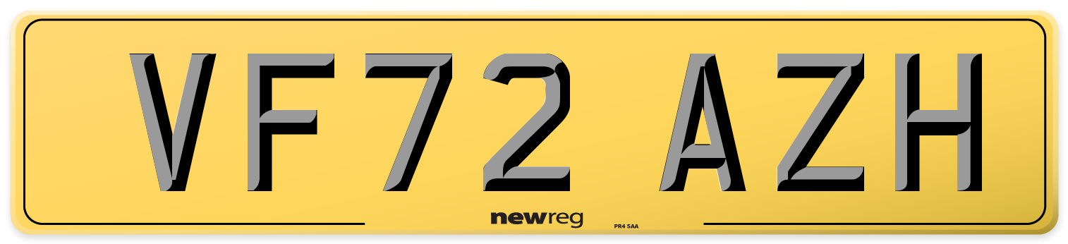 VF72 AZH Rear Number Plate