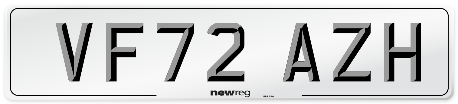 VF72 AZH Front Number Plate