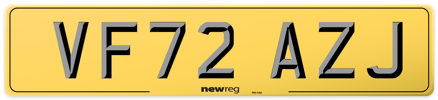 VF72 AZJ Rear Number Plate