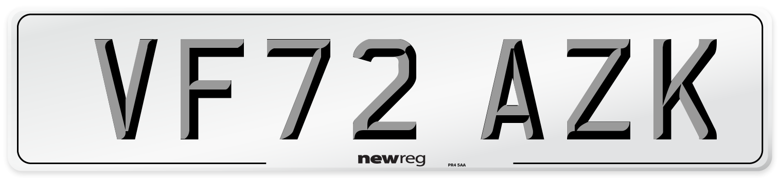 VF72 AZK Front Number Plate