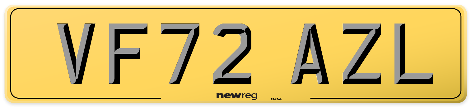 VF72 AZL Rear Number Plate