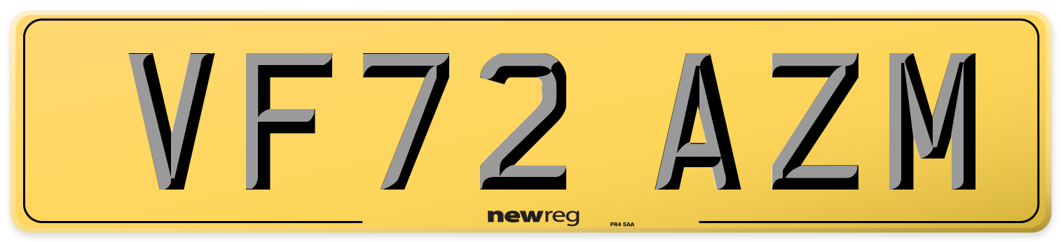 VF72 AZM Rear Number Plate