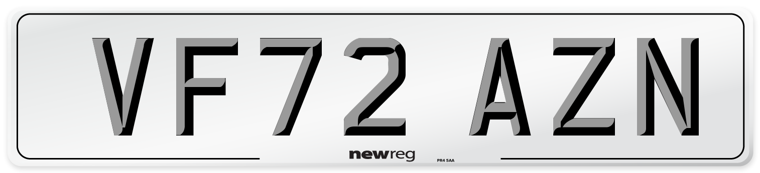 VF72 AZN Front Number Plate