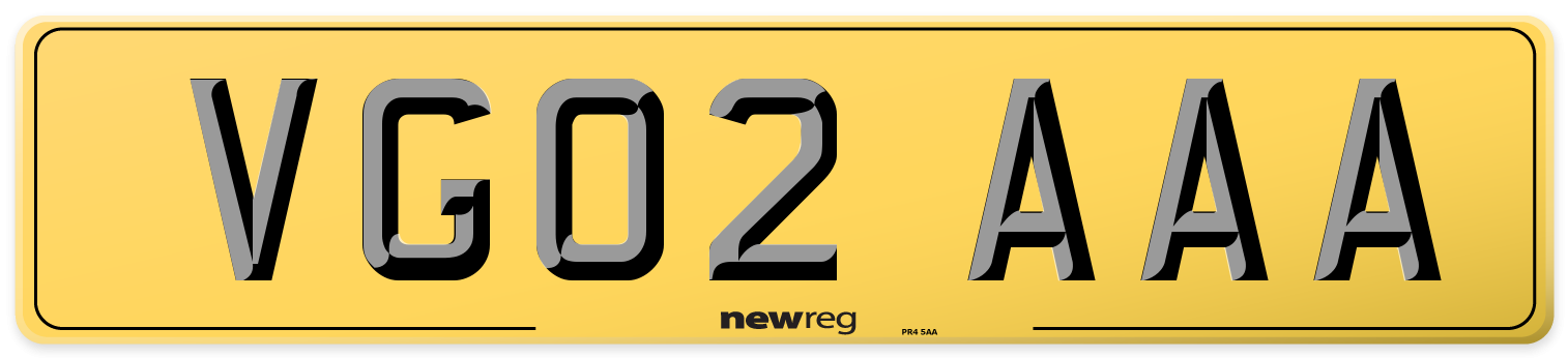 VG02 AAA Rear Number Plate